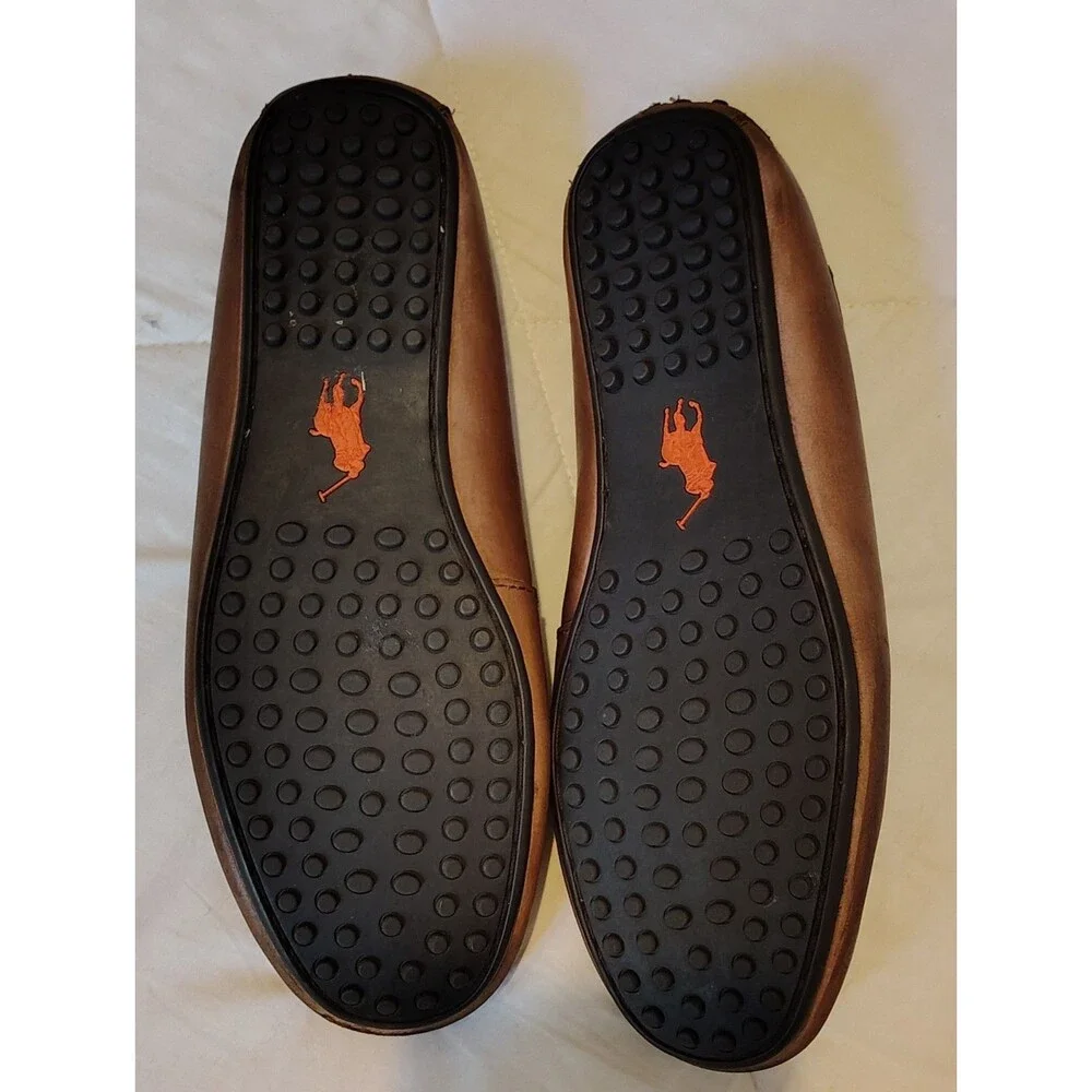 Polo Ralph Lauren Men's Woodley Brown Leather Driving Loafers Size 9.5D
